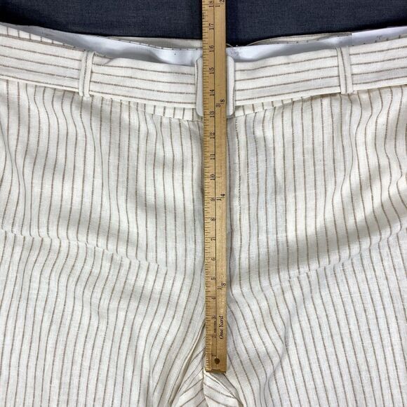 Lane Bryant Linen Dress Pants Womens 26 Cream Striped Belted Wide Leg Comfy New - Picture 12 of 16